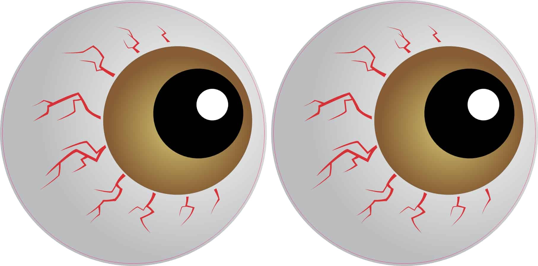 bloodshot eyes, red veins, brown iris - vinyl removable sticker