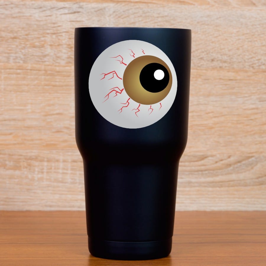 bloodshot eyes, red veins, brown iris - vinyl removable sticker