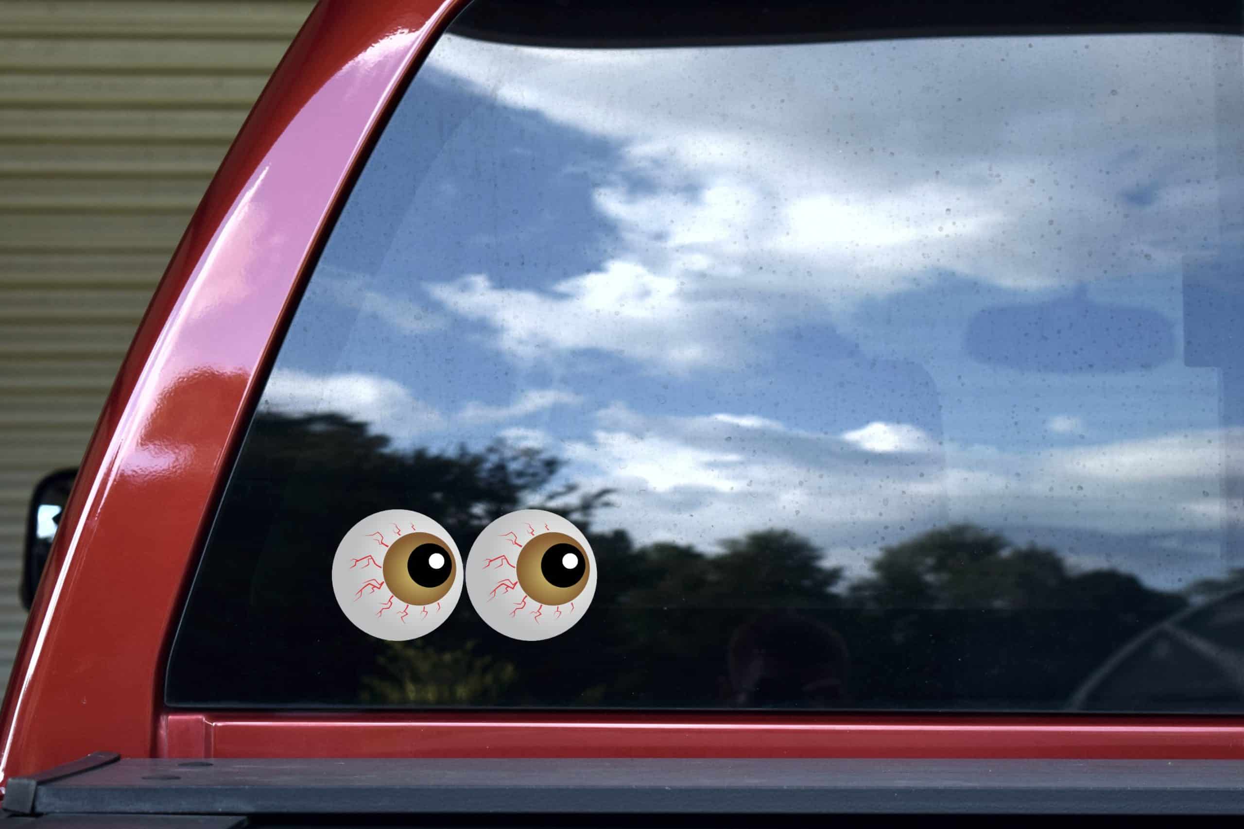 bloodshot eyes, red veins, brown iris - vinyl removable sticker