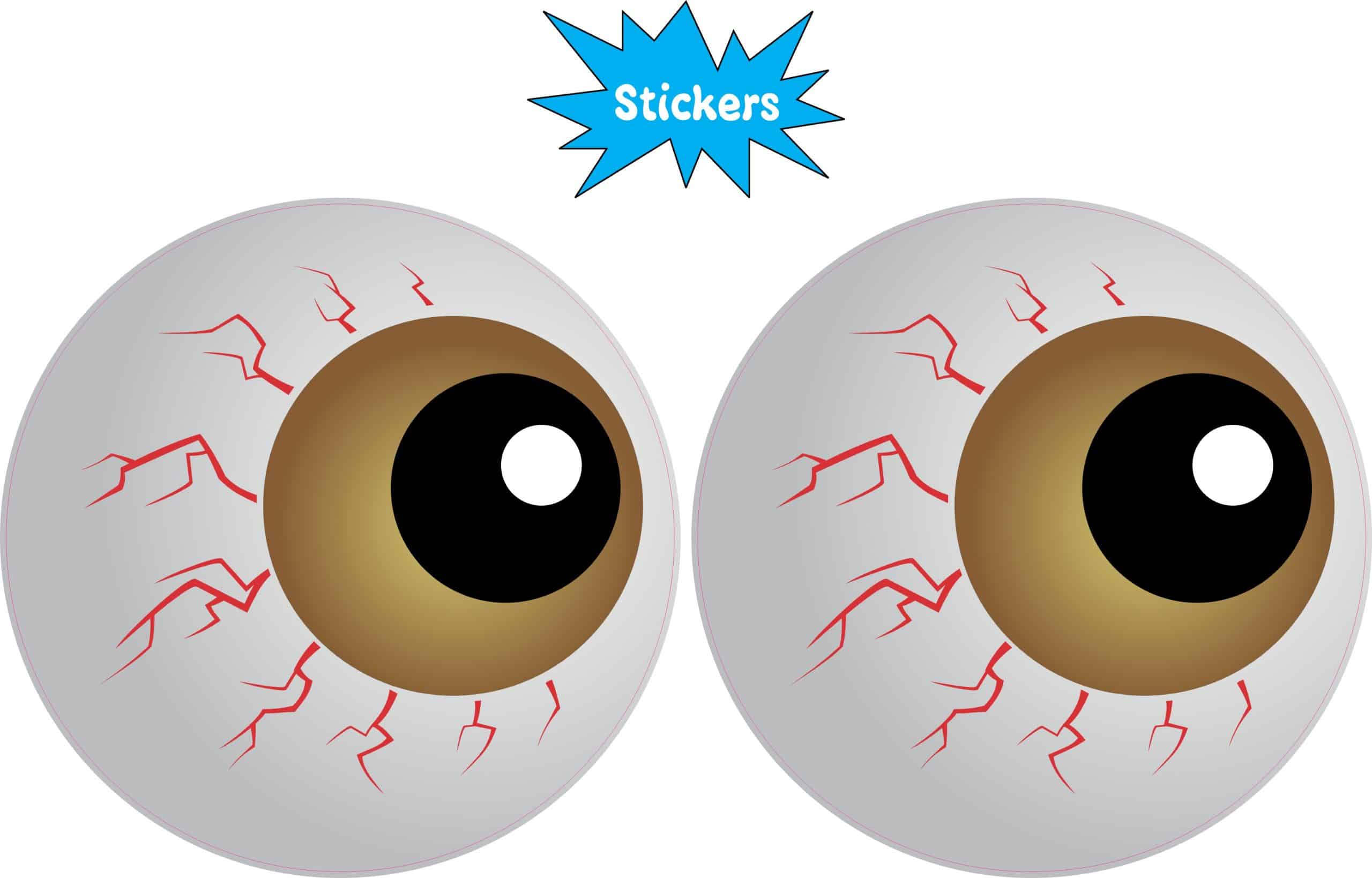 bloodshot eyes, red veins, brown iris - vinyl removable sticker