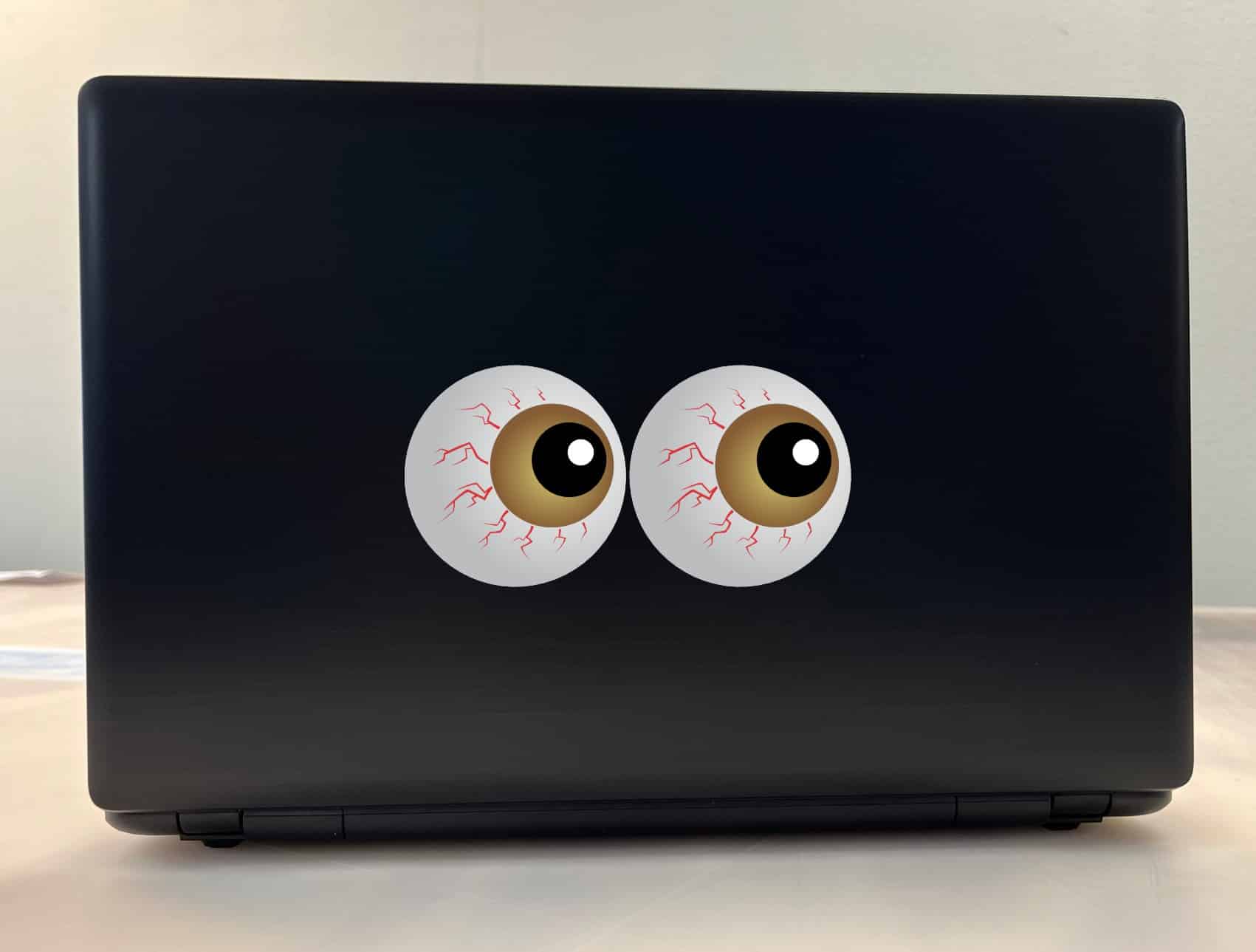bloodshot eyes, red veins, brown iris - vinyl removable sticker