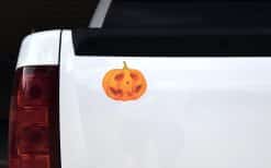 jack-o'-lantern face, carved pumpkin design, triangle eyes - vinyl removable sticker