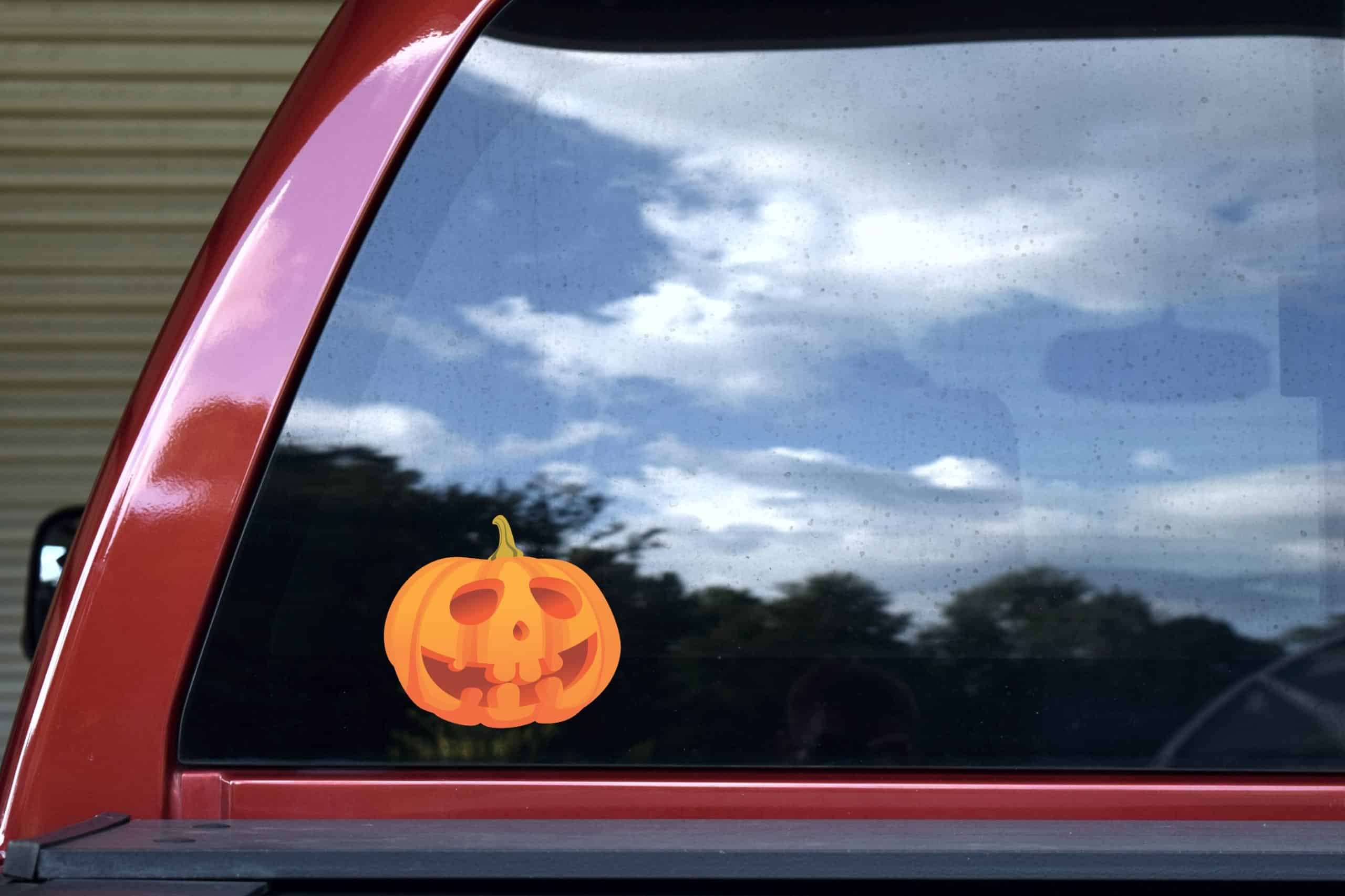 jack-o'-lantern face, carved pumpkin design, triangle eyes - vinyl removable sticker