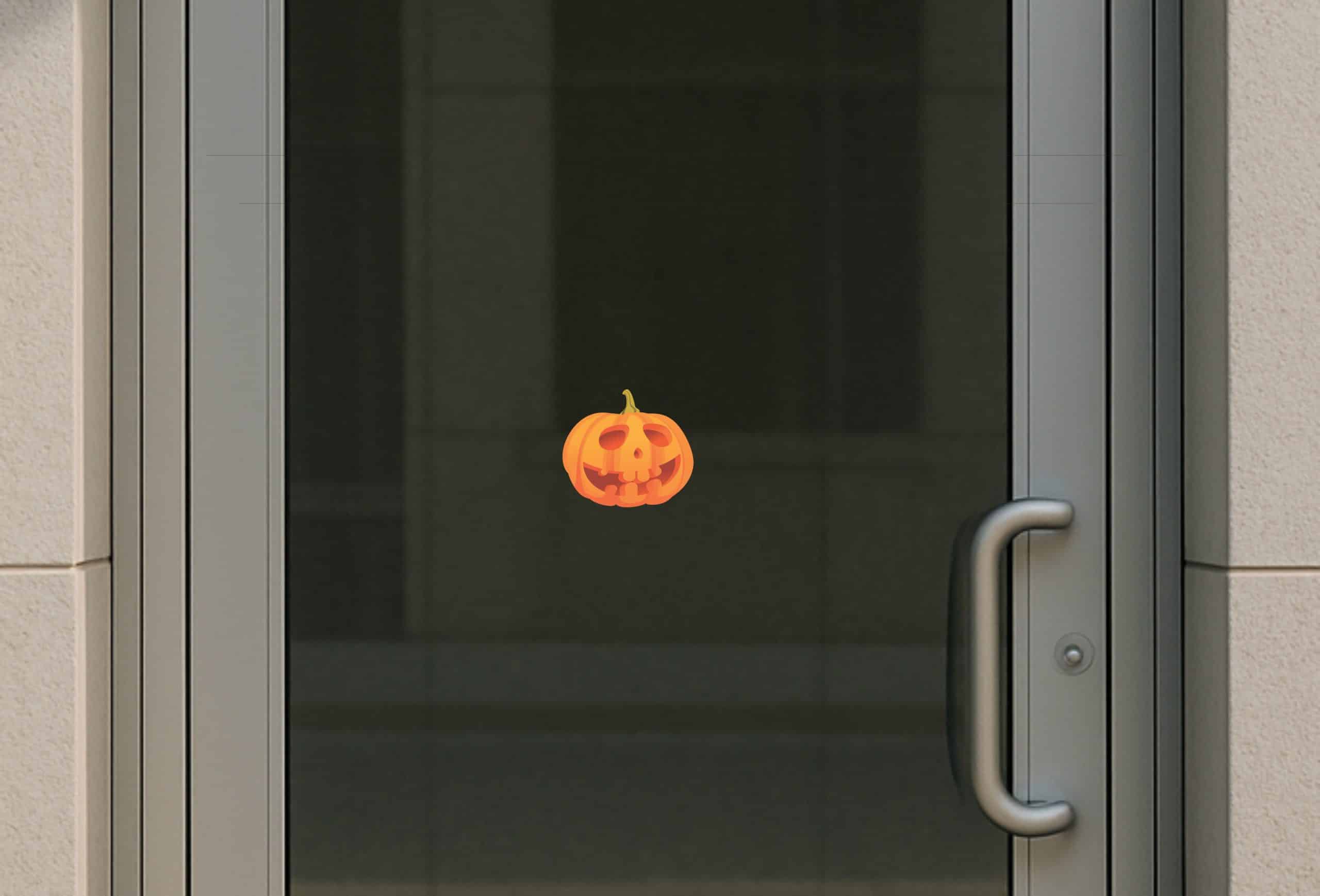 jack-o'-lantern face, carved pumpkin design, triangle eyes - vinyl removable sticker