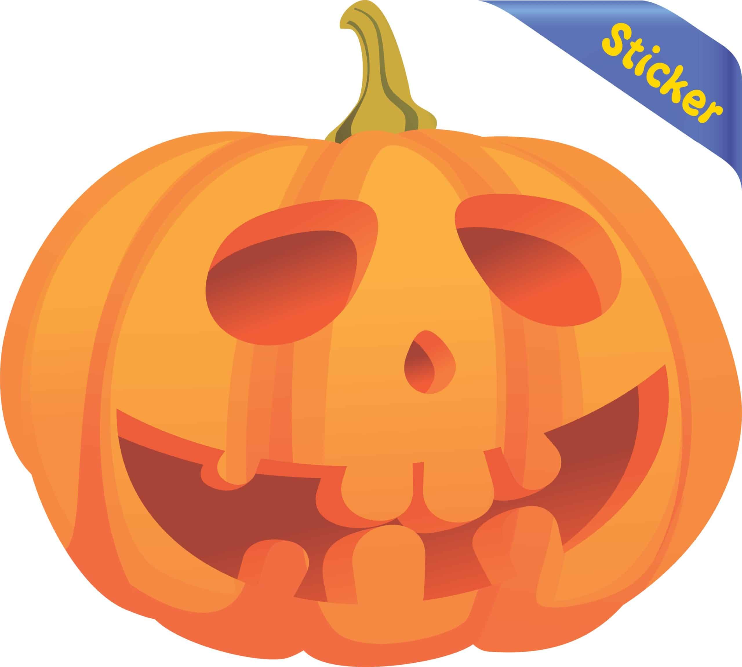 jack-o'-lantern face, carved pumpkin design, triangle eyes - vinyl removable sticker