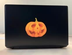 jack-o'-lantern face, carved pumpkin design, triangle eyes - vinyl removable sticker