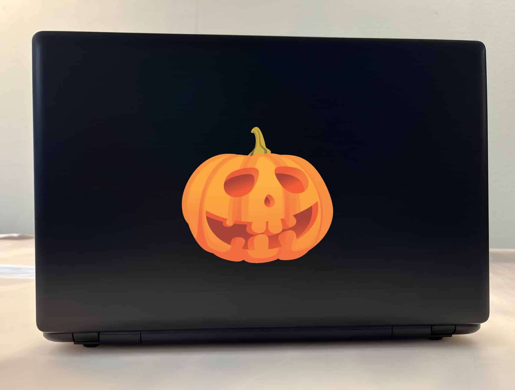 jack-o'-lantern face, carved pumpkin design, triangle eyes - vinyl removable sticker