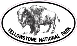 oval border, bison illustration, park name text - vinyl removable sticker