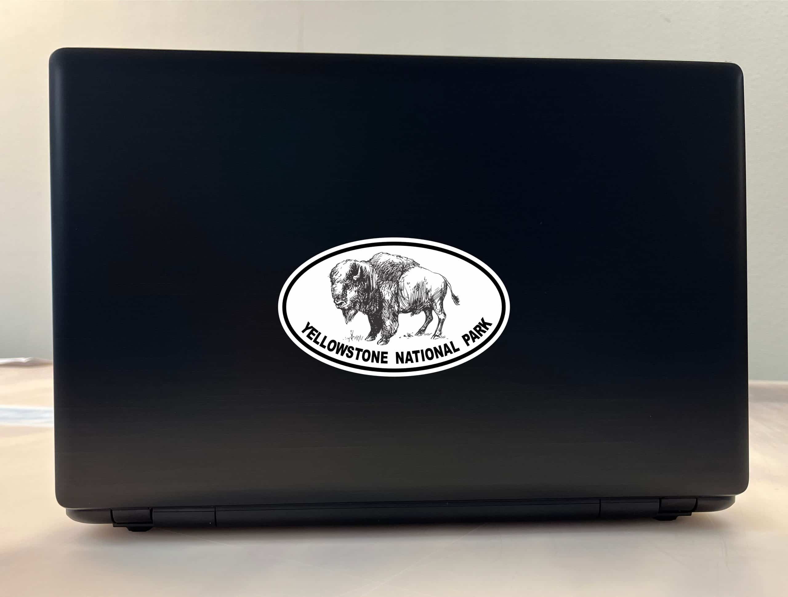 oval border, bison illustration, park name text - vinyl removable sticker