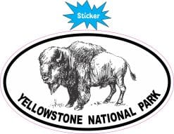 oval border, bison illustration, park name text - vinyl removable sticker