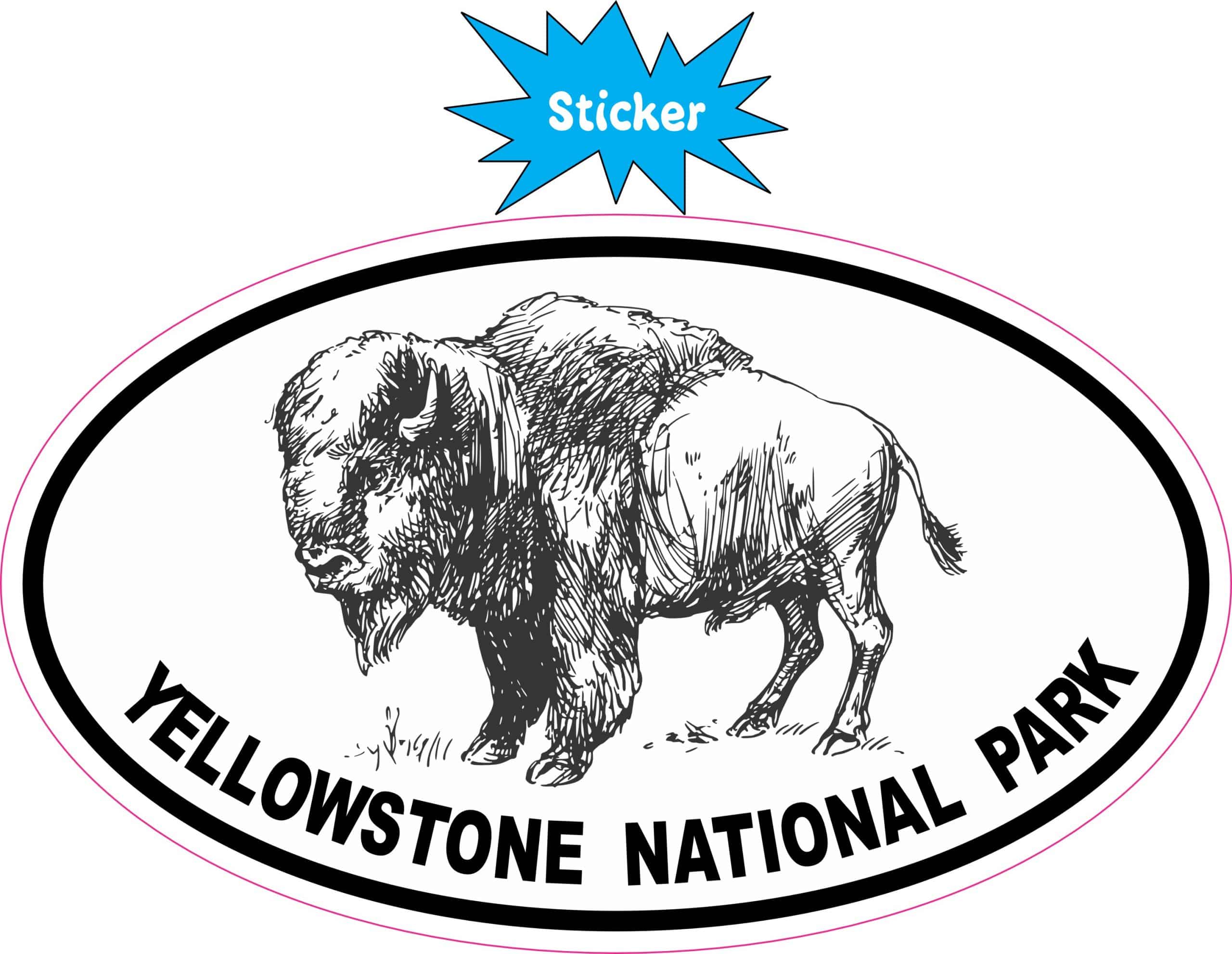oval border, bison illustration, park name text - vinyl removable sticker