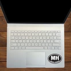 oval shape, bold typography, geographic identifier format - vinyl removable sticker