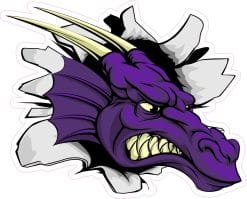 dragon head, breaking through effect, scales texture - vinyl removable sticker