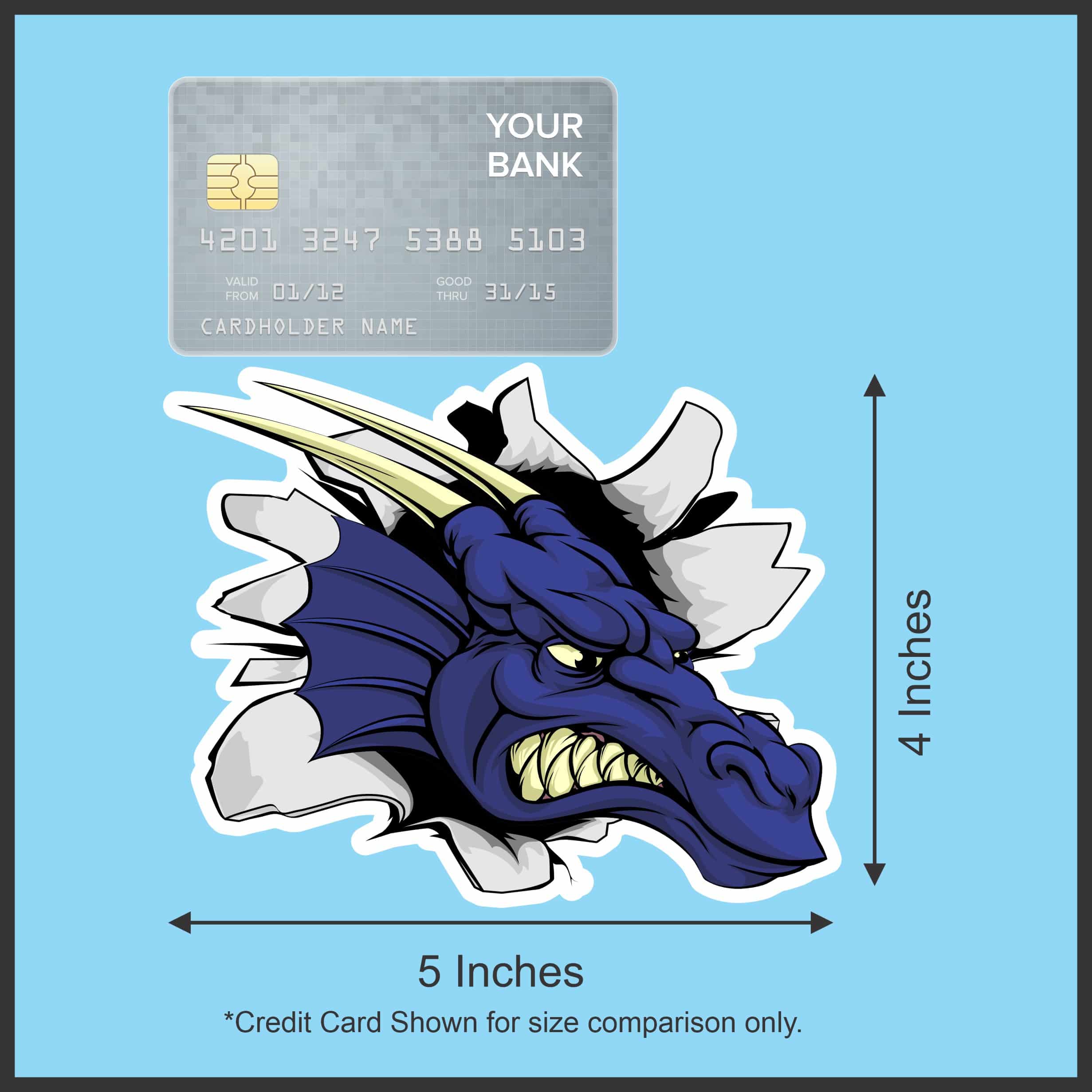 dragon head, golden horns, fierce expression - vinyl removable sticker