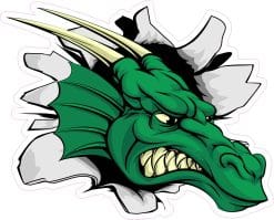 dragon head, horns, sharp teeth - vinyl removable sticker