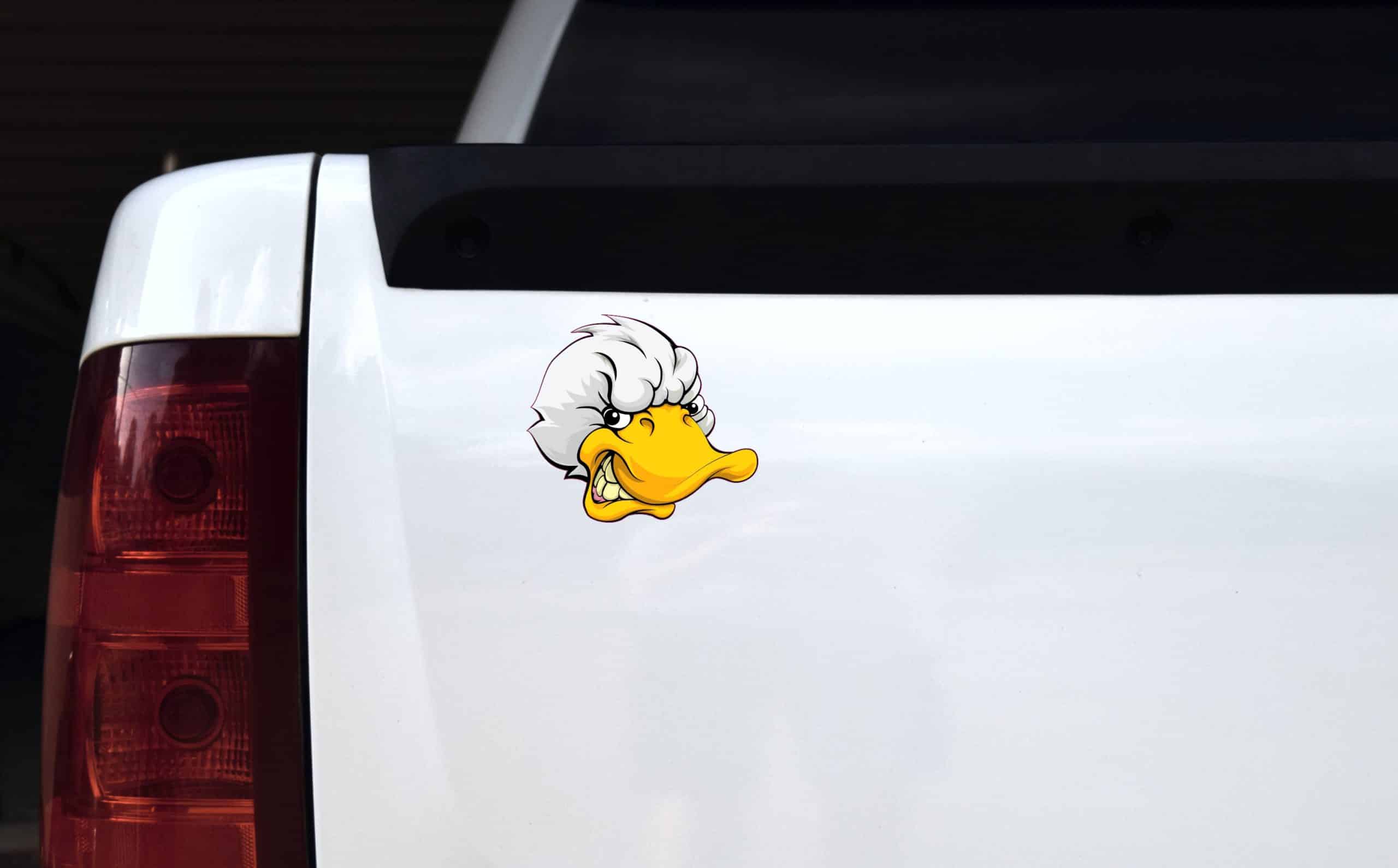 cartoon duck character, white chef hat, friendly smile - vinyl removable sticker