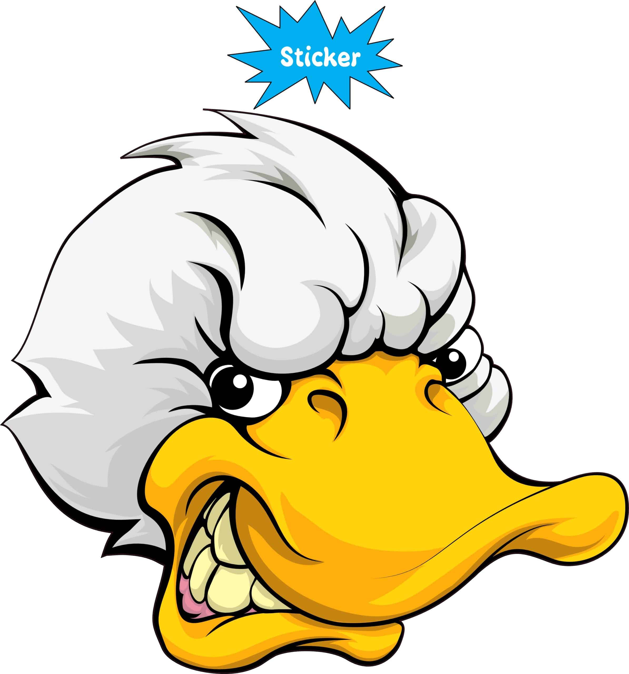 cartoon duck character, white chef hat, friendly smile - vinyl removable sticker