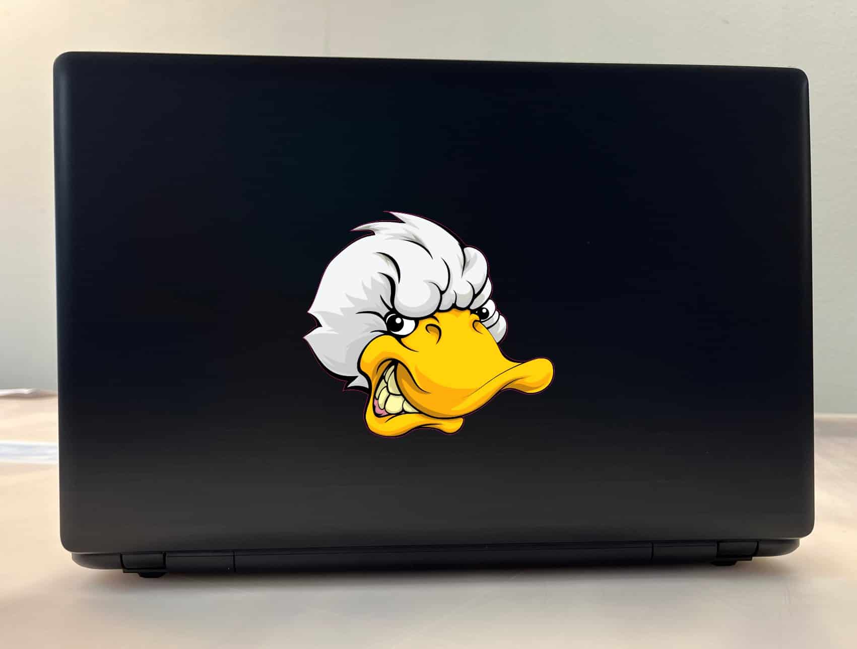 cartoon duck character, white chef hat, friendly smile - vinyl removable sticker