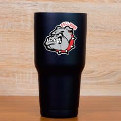 bulldog head, spiked collar, fierce expression - vinyl removable sticker