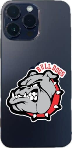 bulldog head, spiked collar, fierce expression - vinyl removable sticker