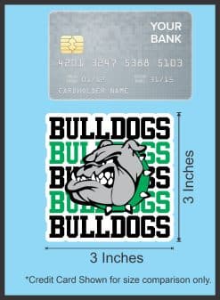 bulldog head, aggressive expression, green collar - vinyl removable sticker