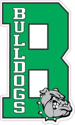 bulldog mascot head, vertical text layout, bold typography - vinyl removable sticker