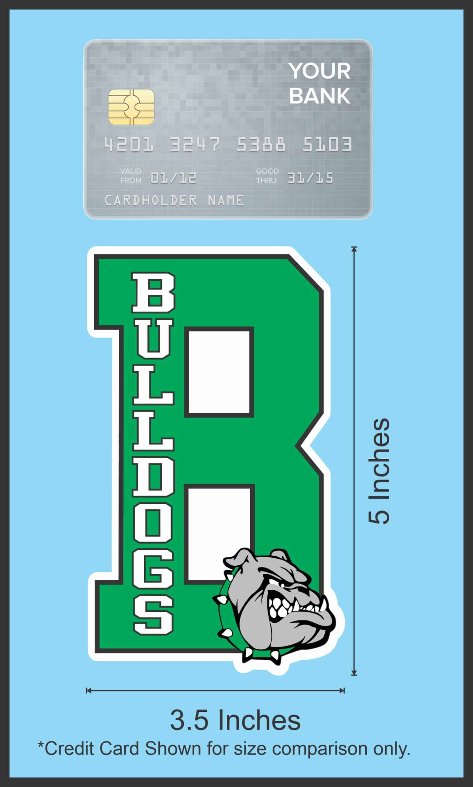 bulldog mascot head, vertical text layout, bold typography - vinyl removable sticker