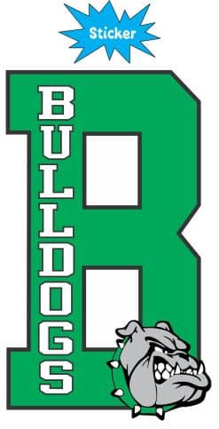 bulldog mascot head, vertical text layout, bold typography - vinyl removable sticker