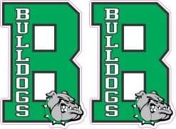 letter R shape, bulldogs text, mascot head graphic - vinyl removable sticker