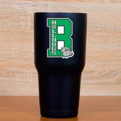 letter R shape, bulldogs text, mascot head graphic - vinyl removable sticker