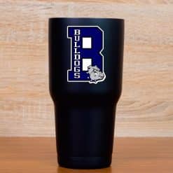 jersey number 8, bulldogs text, bulldog mascot head - vinyl removable sticker