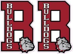 letter B logo, bulldog mascot head, vertical text - vinyl removable sticker