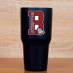 letter B logo, bulldog mascot head, vertical text - vinyl removable sticker