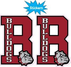 letter B logo, bulldog mascot head, vertical text - vinyl removable sticker