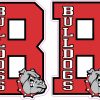 number 8, bulldog mascot, team colors - vinyl removable sticker