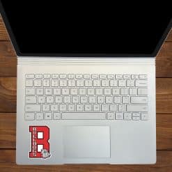 number 8, bulldog mascot, team colors - vinyl removable sticker