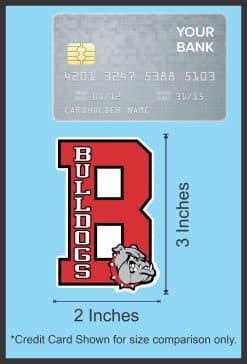 number 8, bulldog mascot, team colors - vinyl removable sticker