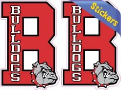 number 8, bulldog mascot, team colors - vinyl removable sticker