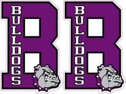 jersey number 8, bulldogs text, bulldog mascot head - vinyl removable sticker