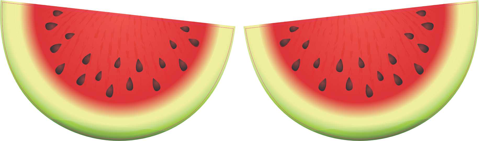 watermelon slices, black seeds, realistic fruit artwork - vinyl removable sticker