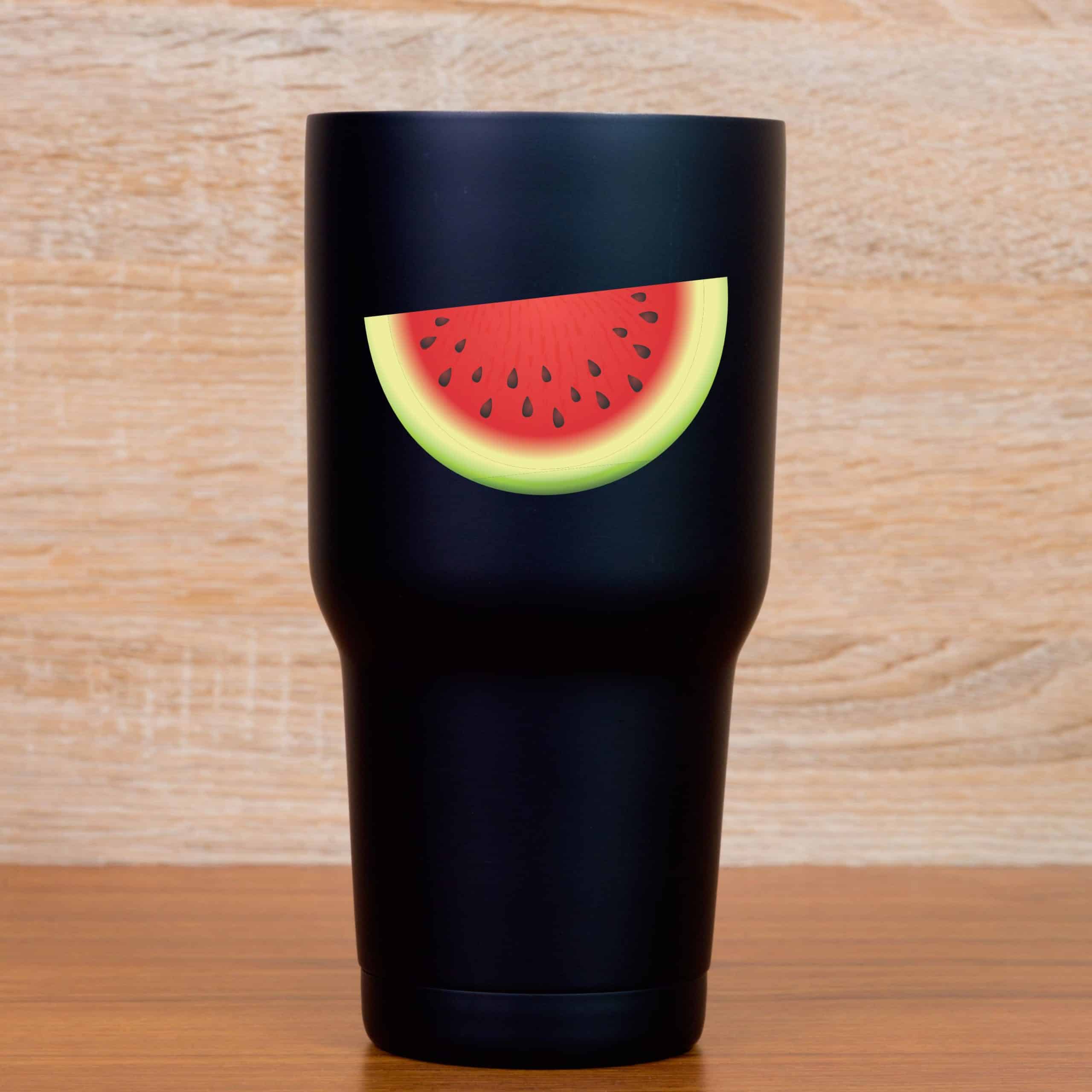 watermelon slices, black seeds, realistic fruit artwork - vinyl removable sticker