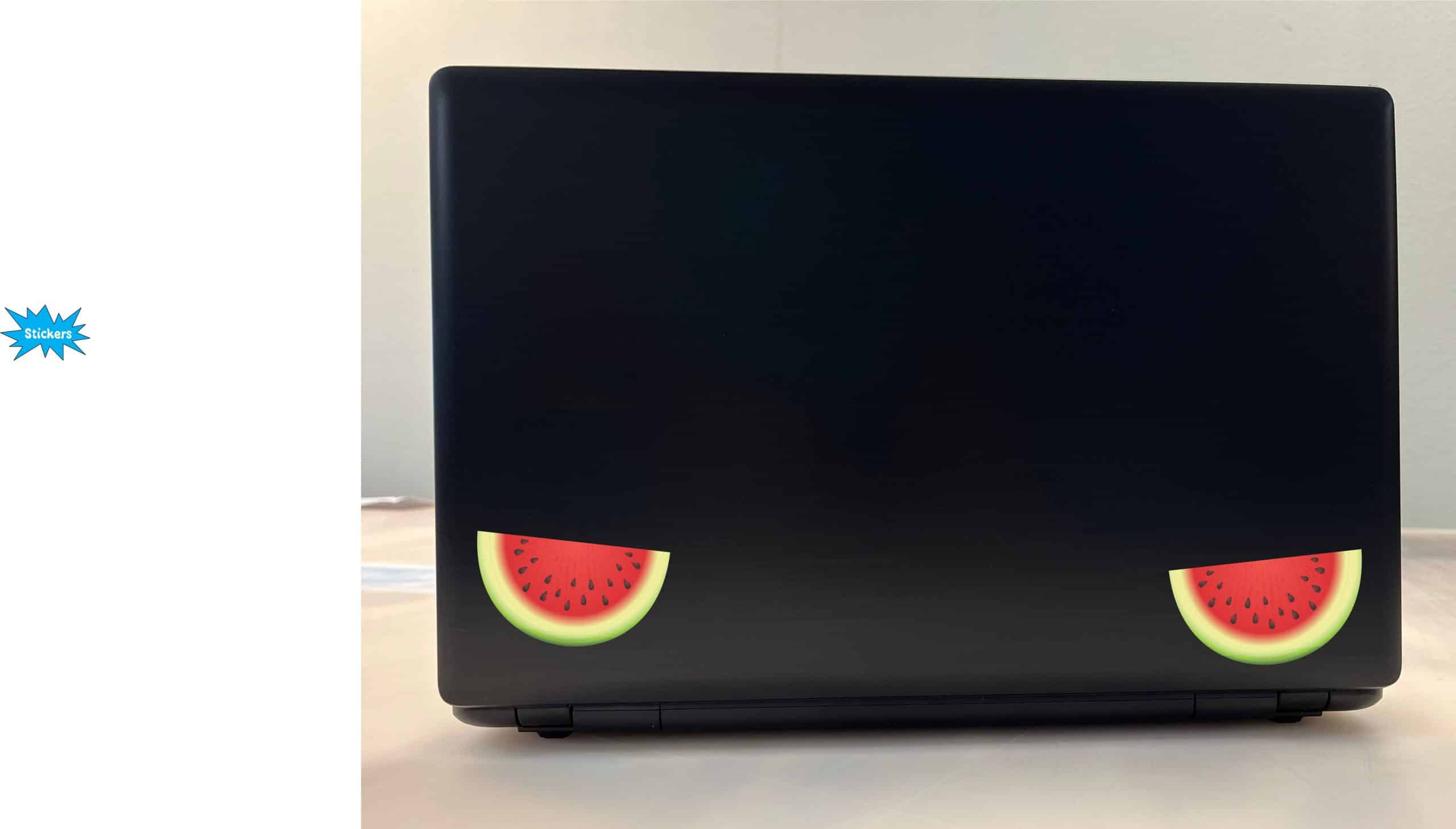 watermelon slices, black seeds, realistic fruit artwork - vinyl removable sticker