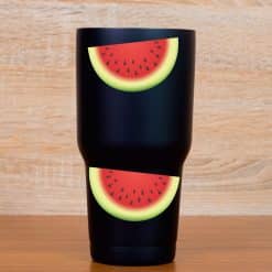 watermelon slices, black seeds, realistic fruit artwork - vinyl removable sticker