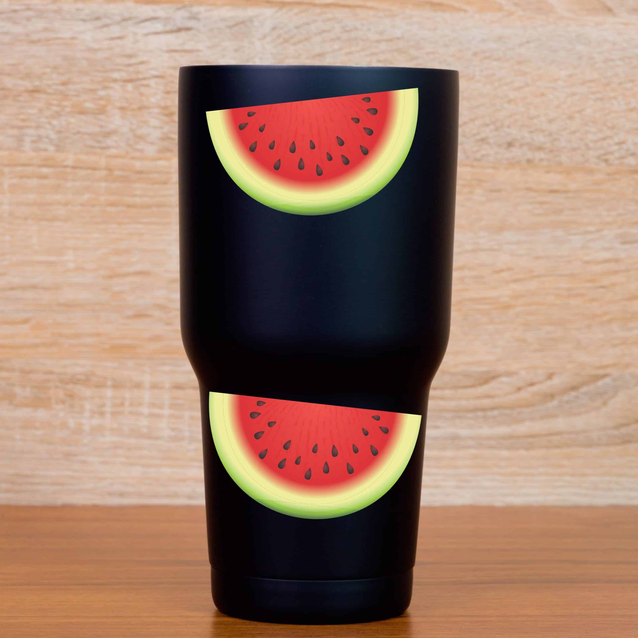 watermelon slices, black seeds, realistic fruit artwork - vinyl removable sticker