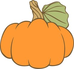 orange pumpkin, green leaf, brown stem - vinyl removable sticker