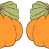 cartoon pumpkins, ribbed texture, curved stems - vinyl removable sticker