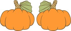 cartoon pumpkins, ribbed texture, curved stems - vinyl removable sticker