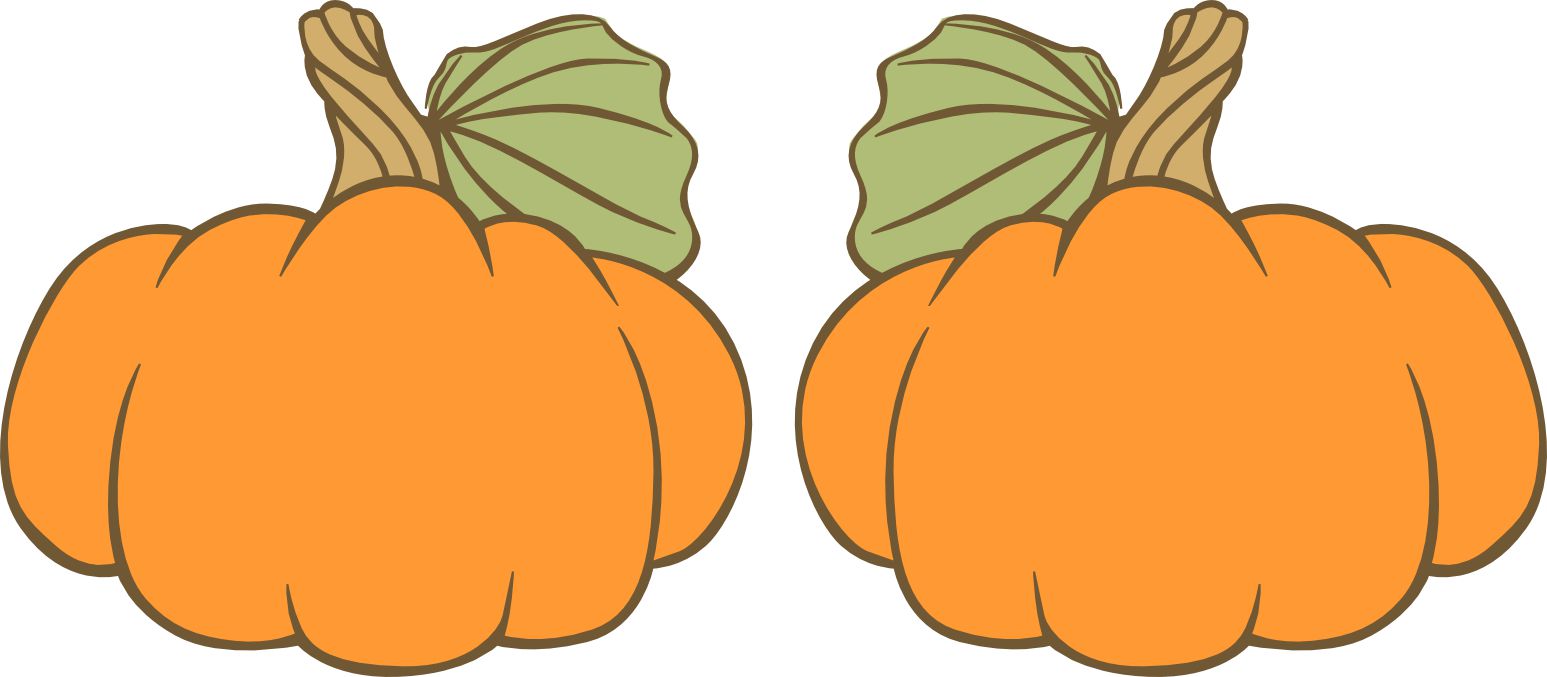 cartoon pumpkins, ribbed texture, curved stems - vinyl removable sticker