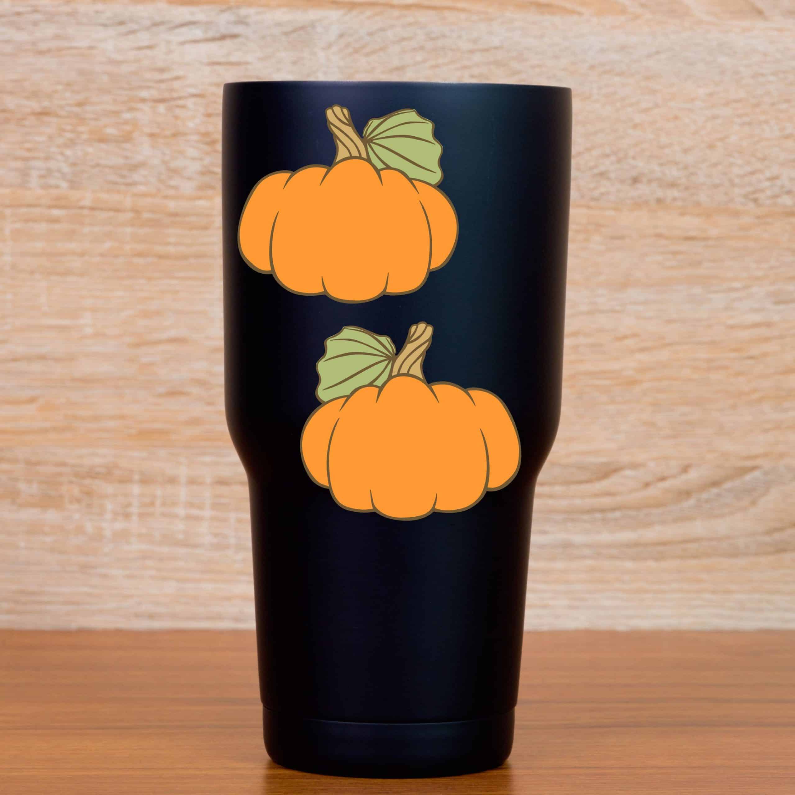 cartoon pumpkins, ribbed texture, curved stems - vinyl removable sticker