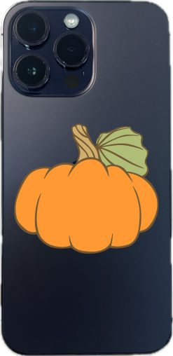 cartoon pumpkins, ribbed texture, curved stems - vinyl removable sticker